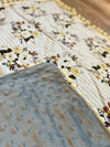 Pamplemousse - Grosse couverture - Fleurs ligné fond blanc