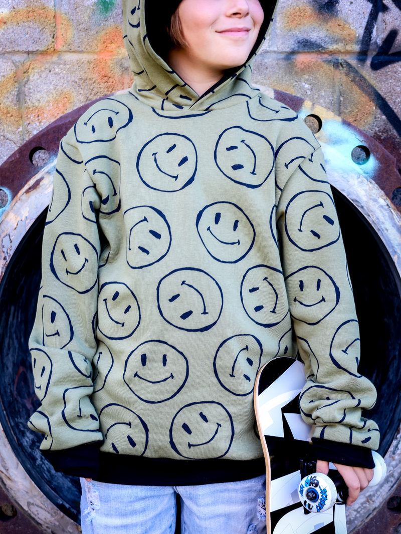 Hoodie Éli - Smileys khaki