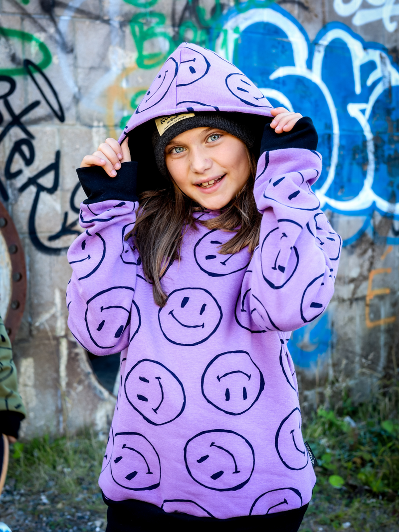 Hoodie Éli - Smileys mauve