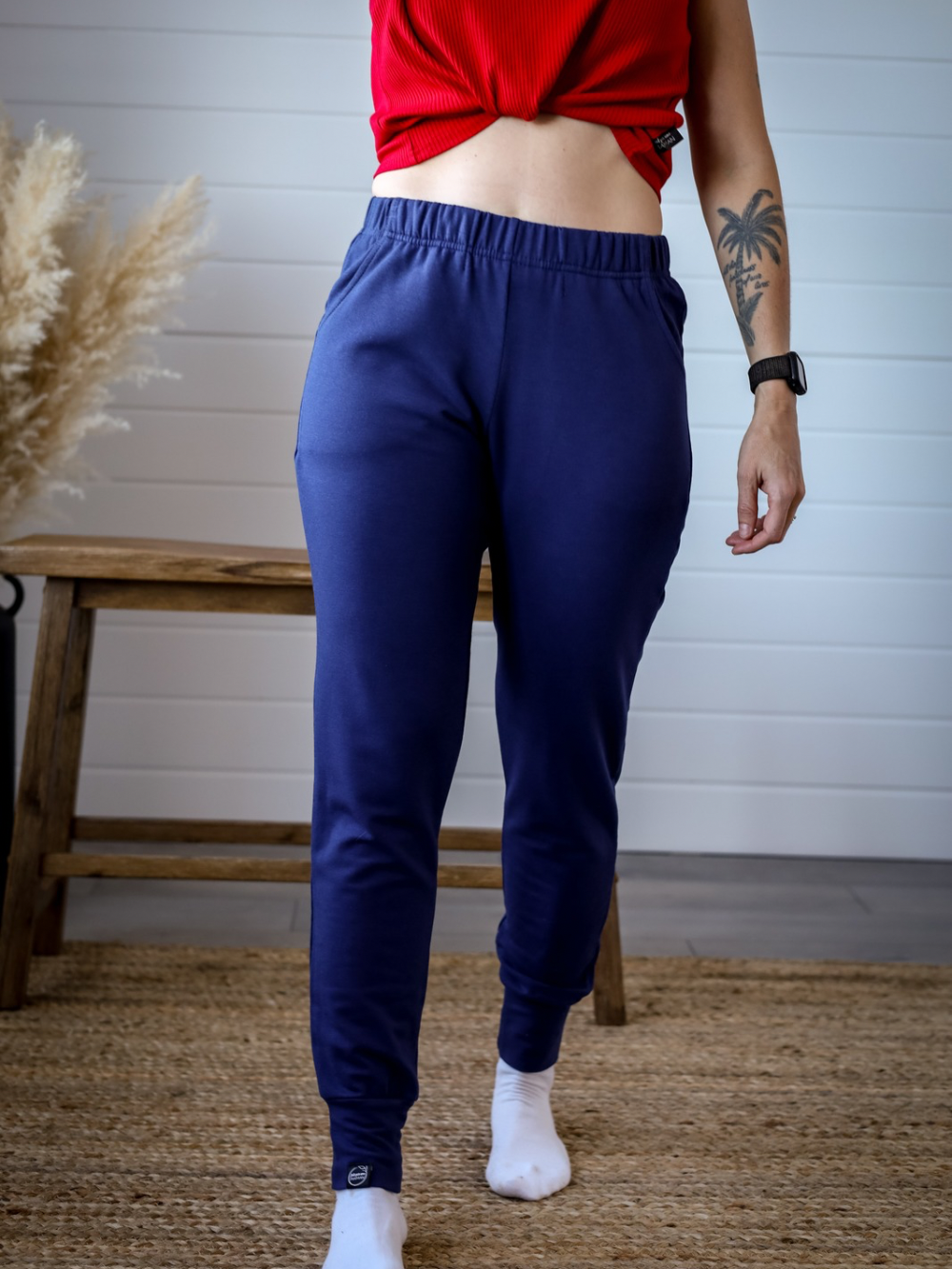 Jogging Annye, taille élastique - Marine clair