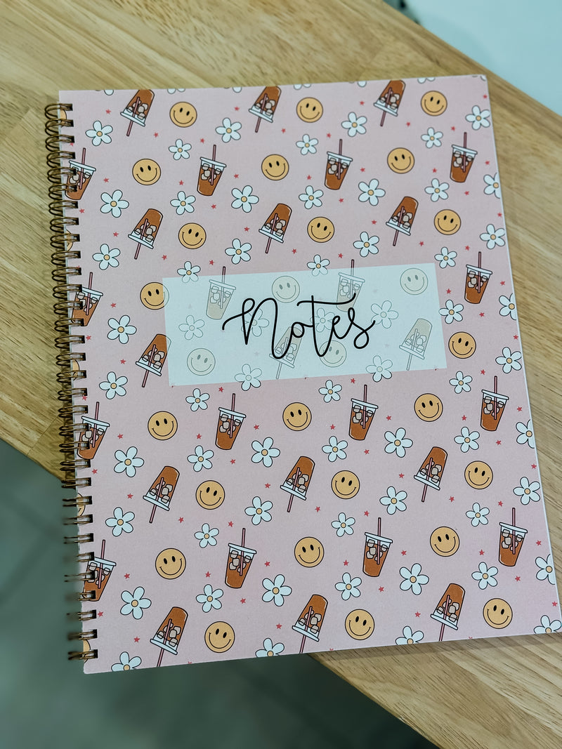 AlarocqueDesign - Cahier de notes - Smiley&café glacé